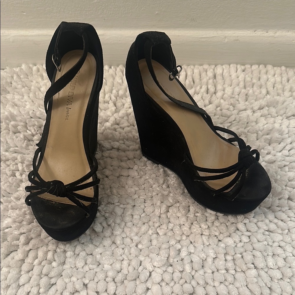 Black Wedge Sandals